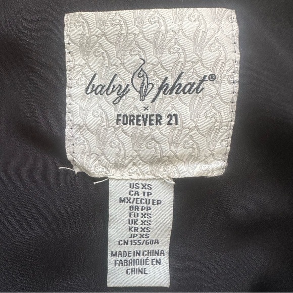 Baby Phat x Forever 21 Skirt Pleated Mini Satin Jeweled Belt Y2K Black Sz XS - Picture 9 of 12